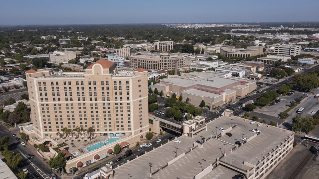 Arial view of commercial janitorial company in Modesto