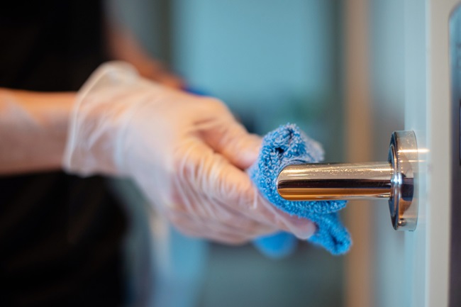California commercial cleaner performing ATP testing